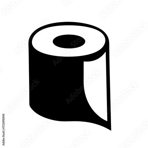 Monochrome Toilet Paper Roll Symbol Illustration of Clean Hygiene Product
