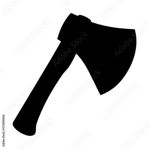 Axe Silhouette on White Background Representing Woodworking or Lumberjack Tool