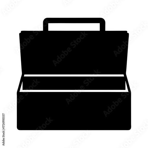 Open Black Briefcase Illustration of a bag with handles for storage