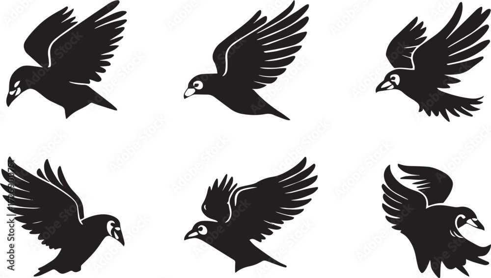 Fototapeta premium birds shape vector set