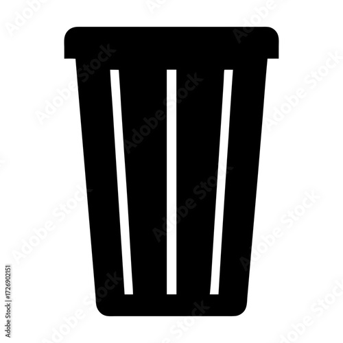 A simple black and white vector image of an empty trash can