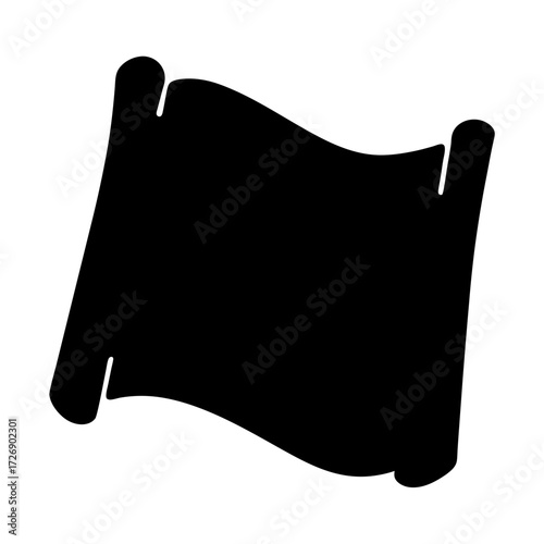 Silhouette of an ancient paper scroll with curled edges and black background