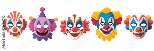 A set of creepy halloween clown masks for halloween costume dress up