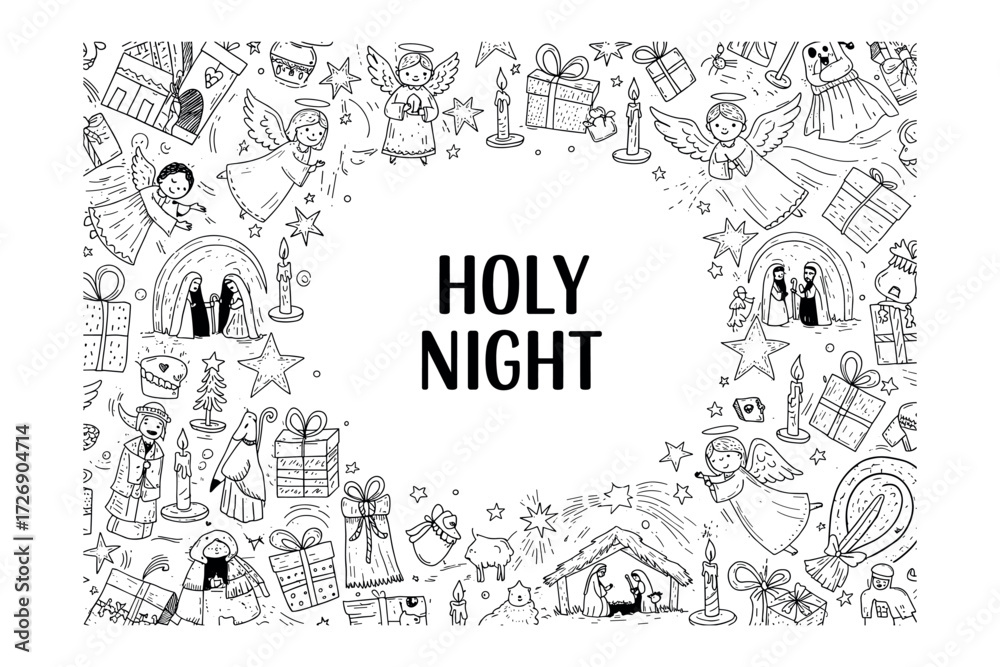 Obraz premium Holy night celebration illustrative christmas theme festive environment creative viewpoint. Vector illustration
