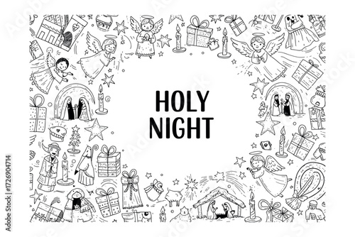 Holy night celebration illustrative christmas theme festive environment creative viewpoint. Vector illustration