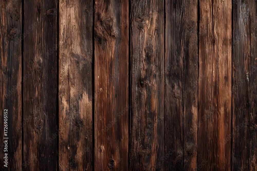 Fototapeta premium Dark weathered wood planks brown texture