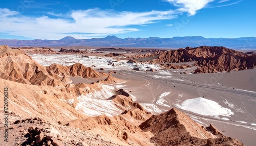 Stunning desert landscape with arid peaks and valleys