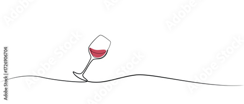 One continuous line of hand-drawn glasses of wine cheering isolated on a white background.
