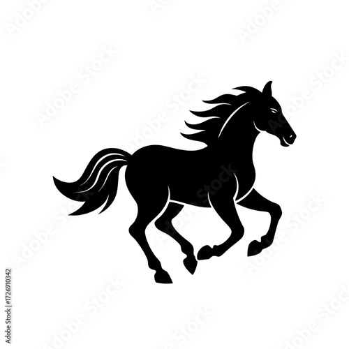a minimalist vector silhouette of a horse gallopin