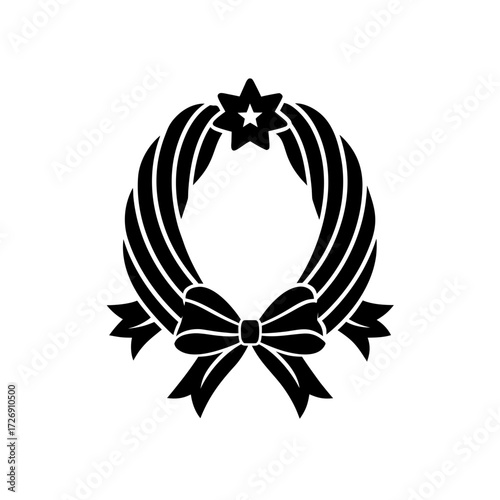 a simple vector silhouette of a festive ribbon loo