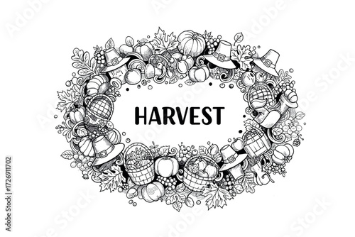Celebrating the autumn harvest festival farm location graphic whimsical environment top-down view seasonal concept. Vector illustration