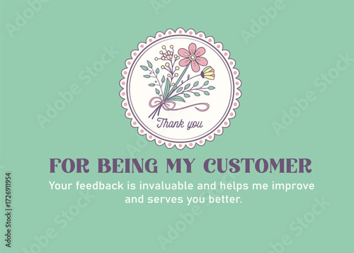 Thankyou card small business card Instagram thank you card printable editable template vector 