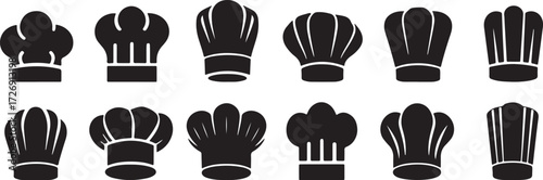 Chef hat icon, Cooking cap vector, Kitchen chef silhouette, Restaurant chef clipart, Culinary hat design, Food service artwork, Chef cap logo, Cook hat illustration, Professional chef outline, Chef co