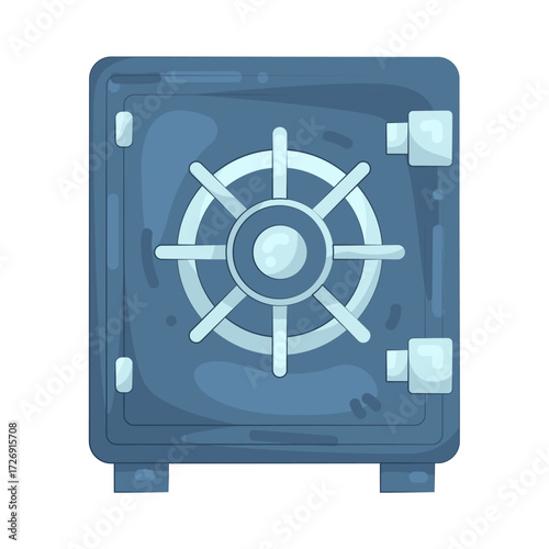 Illustration of secure safe box with dial lock 