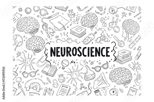 Neuroscience research findings academic setting infographic educational overview brain function and structure. Vector illustration