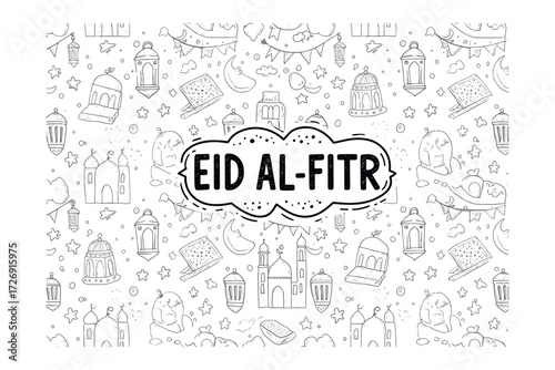Eid al-fitr celebration global observance graphic design festive environment top-down view cultural significance. Vector illustration