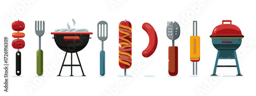 Collection of barbecue items and tools