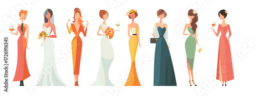 Stylish women in elegant dresses collection