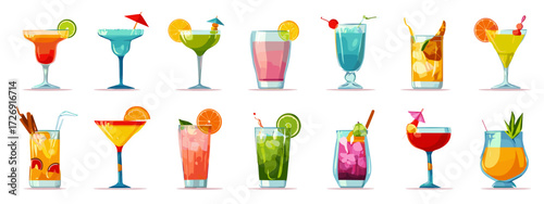 Colorful cocktails and drinks collection