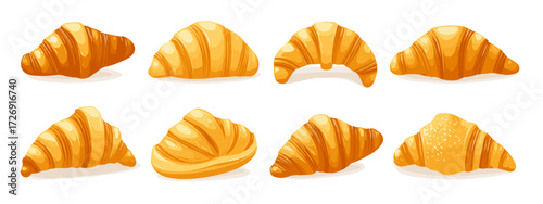 Variety of croissants in different shapes