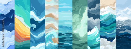 Abstract ocean wave illustrations series