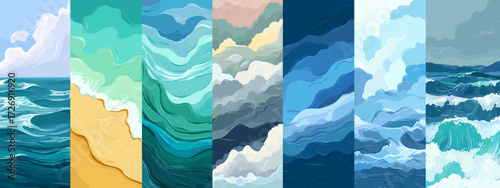 Abstract ocean-themed illustrations series
