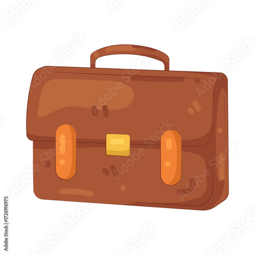 Illustration of Brown Leather Briefcase
