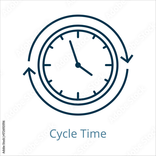 cycle time icon vector illustration, simple line element cycle time with editable stroke, cycle time simple icon, cycle time icon line style vector image