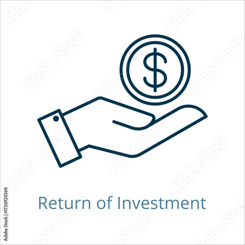 return on investment icon vector illustration, simple line element return on investment with editable stroke, return on investment simple icon, return on investment icon line style vector image