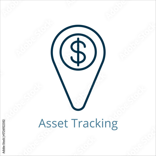 Asset Tracking icon vector illustration, simple line element Asset Tracking with editable stroke, Asset Tracking simple icon, Asset Tracking icon line style vector image