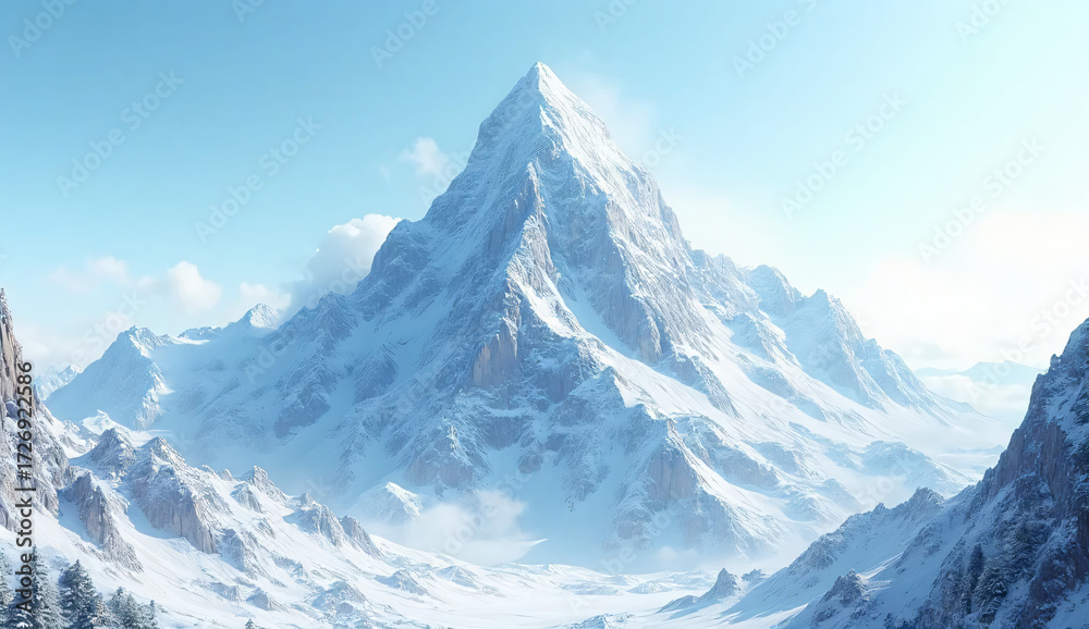 Fototapeta premium Snow-Covered Mountain Peak