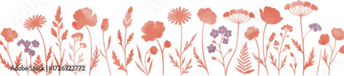Watercolor wildflowers border design
