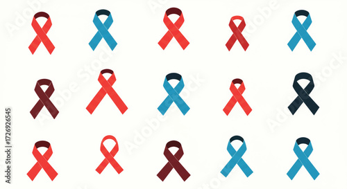Collection of awareness ribbons displayed on white backdrop symbolizes support for various causes and health conditions, promoting hope and solidarity.