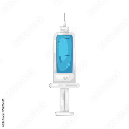Illustration of Syringe with Blue Liquid