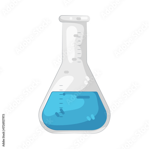Illustration of Erlenmeyer Flask with Blue Liquid