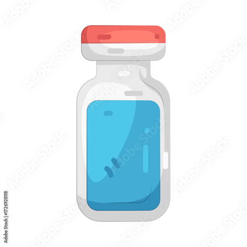 Illustration of Blue Liquid Medicine Vial