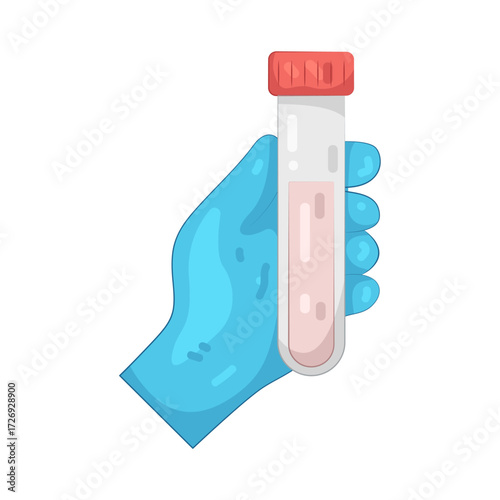 Illustration of Hand in Glove Holding Sample