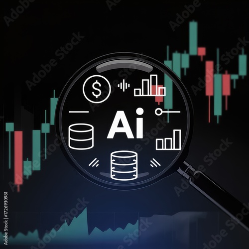 AI analytics driving financial growth with data insights magnifying stock market trends