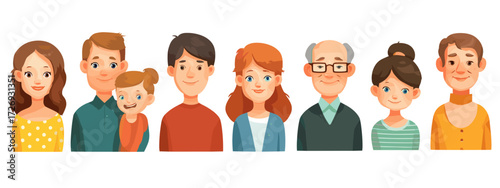 Diverse Family Illustration with Multiple Generations