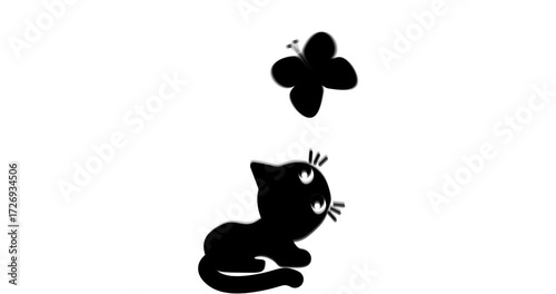 black cat silhouette. video