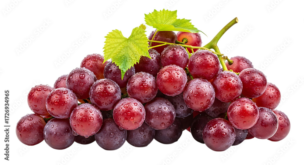 Fototapeta premium Bunch of Ripe Red Grapes with Water Droplets fruit