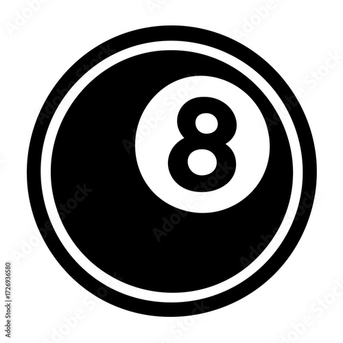 Minimalist black and white logo of an 8-ball with sharp clean outlines