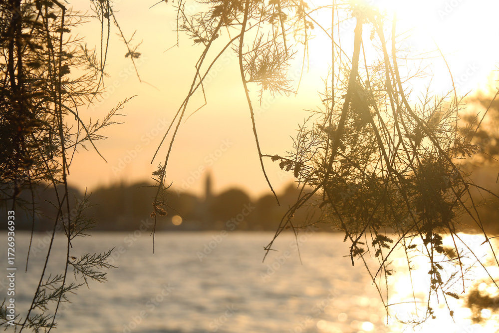 Obraz premium Beautiful sunset in Stobrec, small coastal town near Split, Croatia.