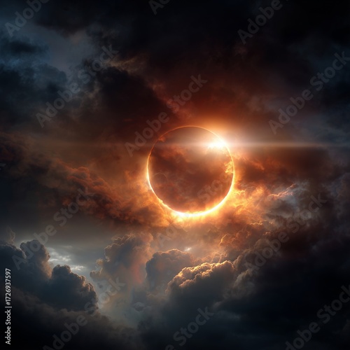 Solar Eclipse: The moon perfectly aligns, creating a breathtaking solar eclipse against a dramatic sky.