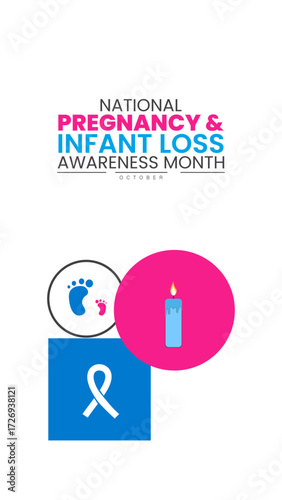 National Pregnancy and Infant Loss Awareness Month Poster Banner and Background Abstract Design Template with Pink and Blue Ribbon Illustration for mobile responsive