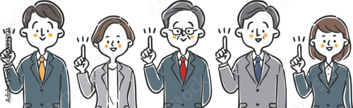 指差しをするビジネスパーソン　上半身　ベクター
