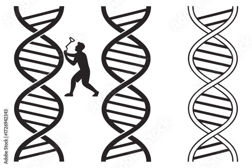 Dna editing genetic engineering crispr technology gene modification genome editing biotechnology research science silhouette