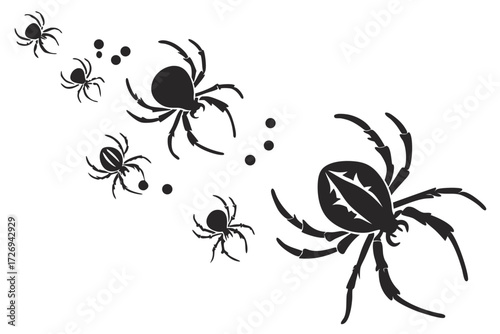 Black spider vector illustration, halloween spider, arachnid silhouette, spider web, spider art design