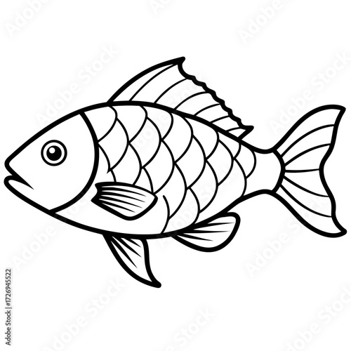 Tilapia line art vector