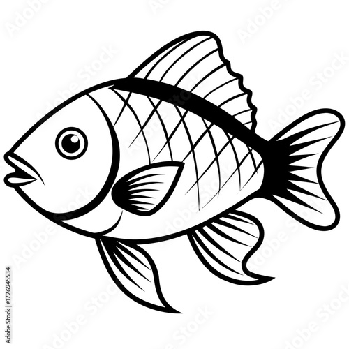 Tilapia line art vector